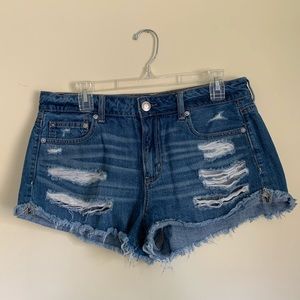 Ripped denim tomgirl shortie shorts